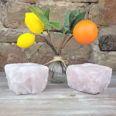 Rough Rose Quartz Candle Holder