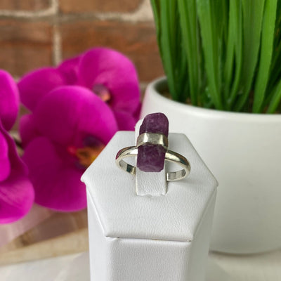 Ruby Rod Ring with sterling silver Sized Band