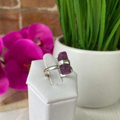 Ruby Rod Ring with sterling silver Sized Band