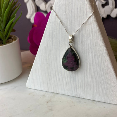 Ruby Zoisite sterling silver Pendant 1”