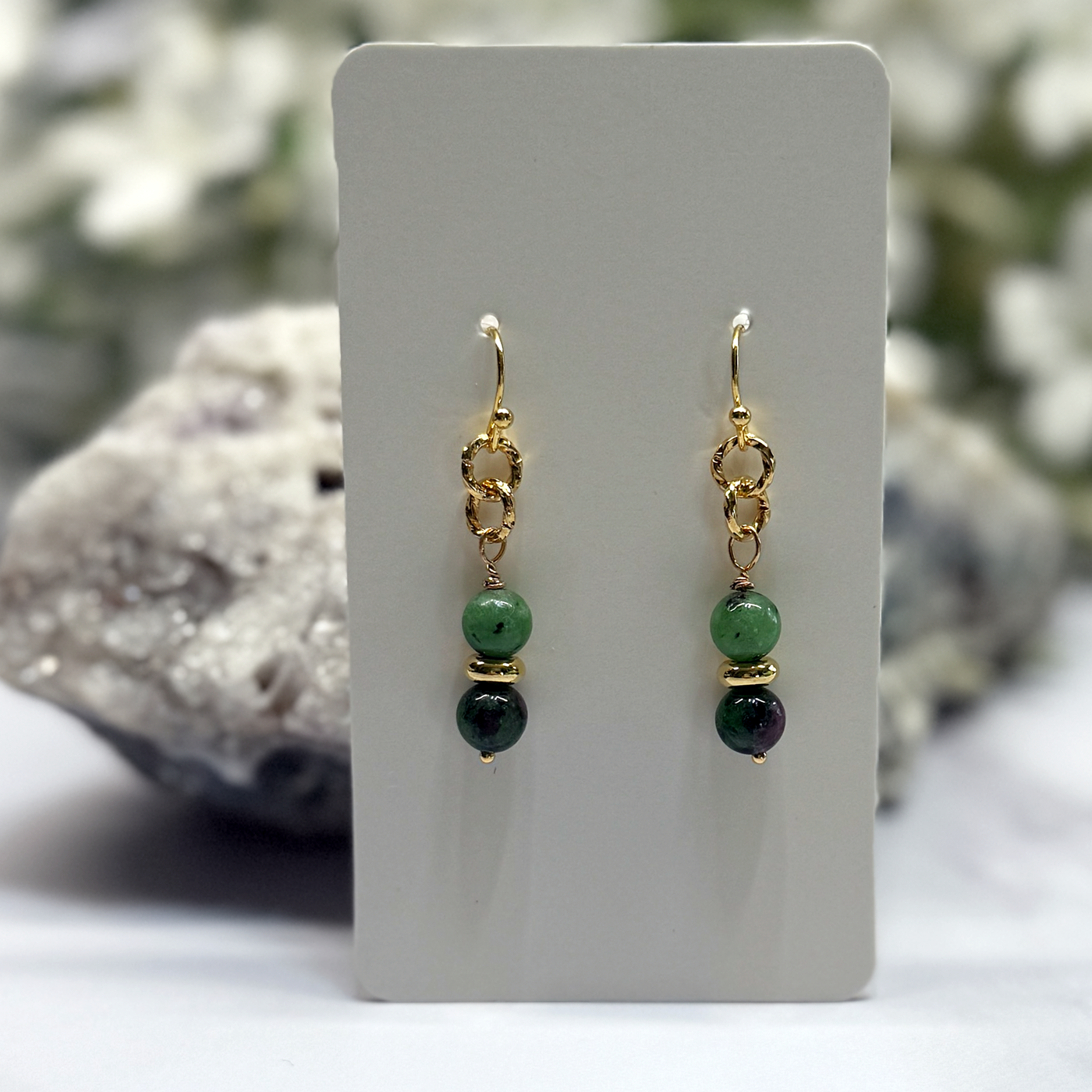 Ruby in Zoisite Earrings - Artisan Made