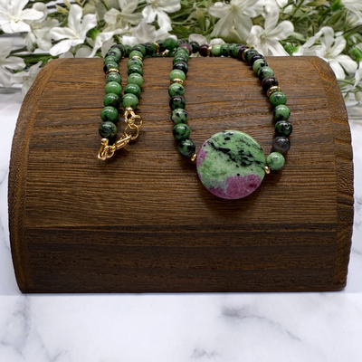 Ruby in Zoisite Necklace - Artisan Made