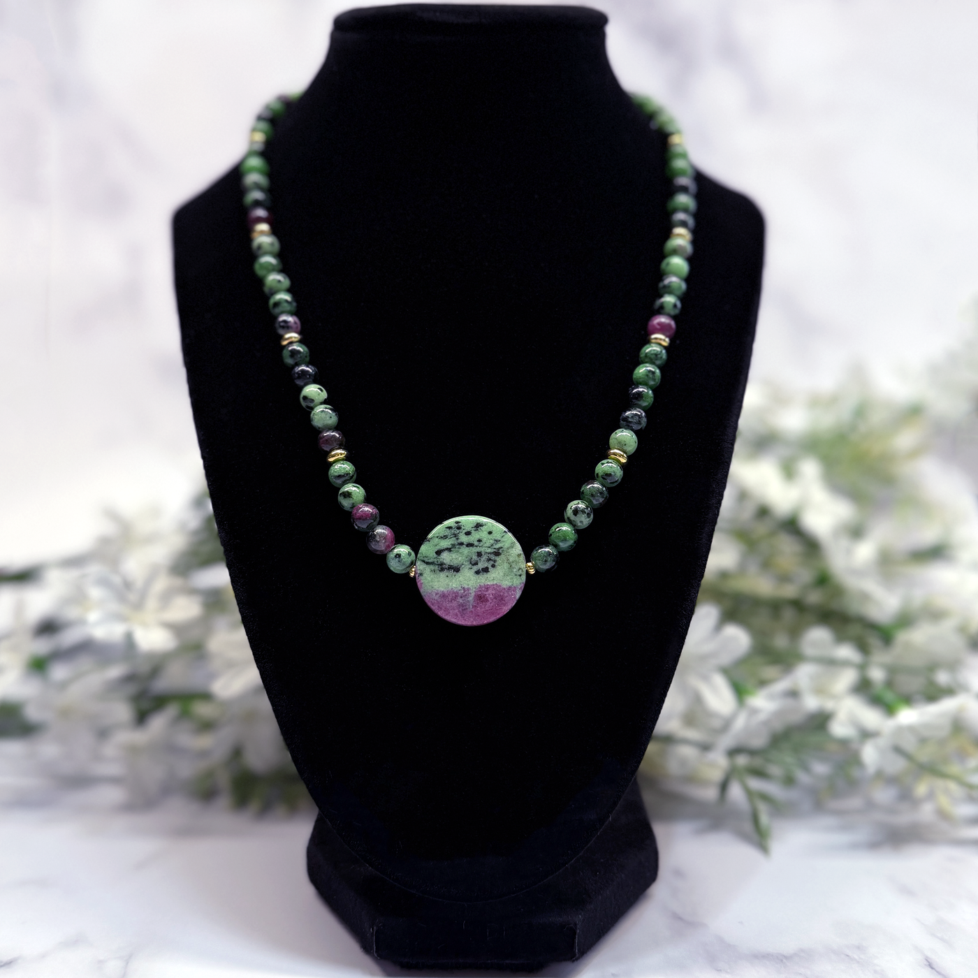 Ruby in Zoisite Necklace - Artisan Made