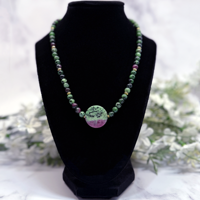 Ruby in Zoisite Necklace - Artisan Made