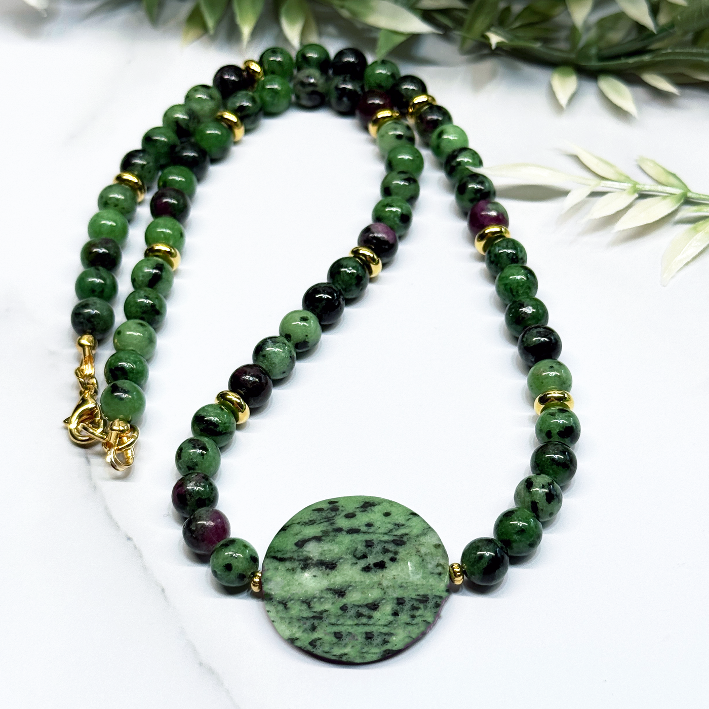 Ruby in Zoisite Necklace - Artisan Made