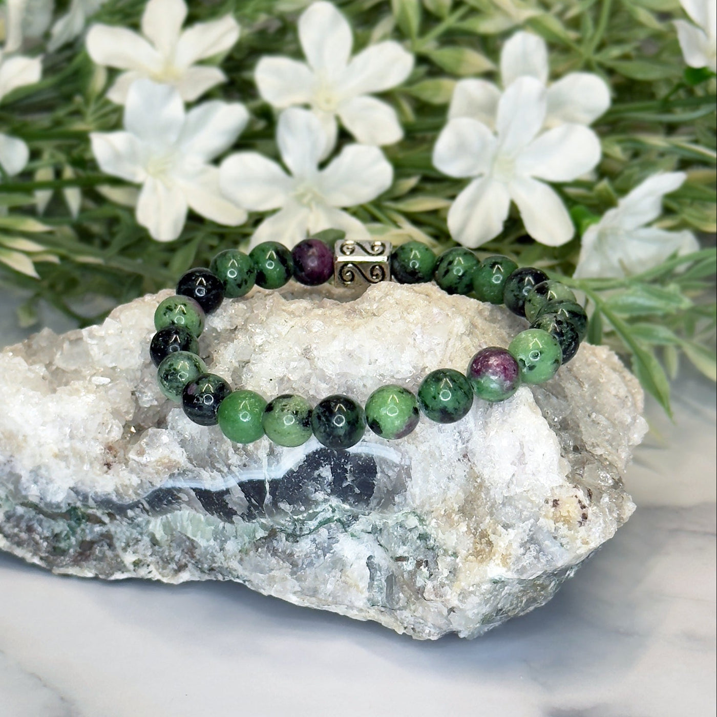 Ruby in Zoisite Stretch Bracelet- Artisan Made