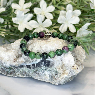 Ruby in Zoisite Stretch Bracelet- Artisan Made