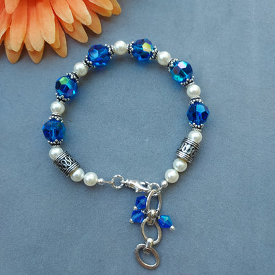 "Sapphire & Pearls" Adjustable Bracelet - Artisan Made
