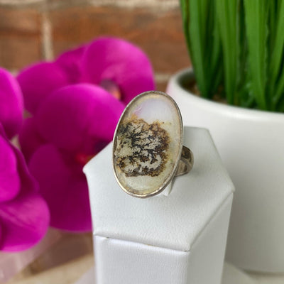Scenic Agate Ring 1" with sterling silver Adjustable and Sized Bands