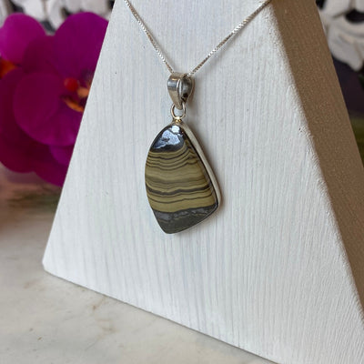 Schalenblende sterling silver Freeform Bezel-set Pendant 1-2”