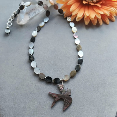"Sea Sprite" Black Lip Shell Mother of Pearl Necklace - Artisan Made