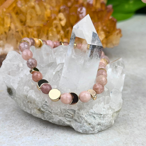 "Seek Divine Feminine Energy" Peach Moonstone Bracelet - Artisan Made