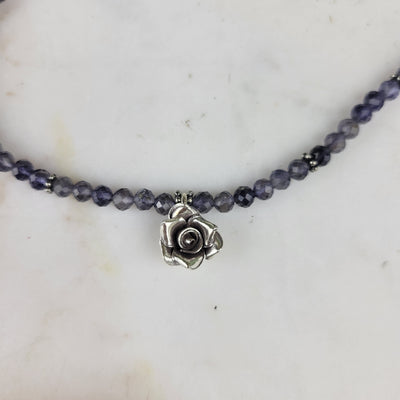 "Seek Guidance" Iolite and Hill Tribes Silver Flower Necklace - Artisan Made