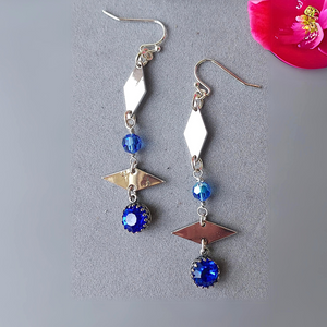 "Seek Wisdom" Sapphire Swarovski Crystal Earrings - Artisan Made