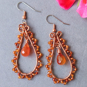 "Seek Your Mellow Vibe" Hessonite Garnet Earrings - Artisan Made