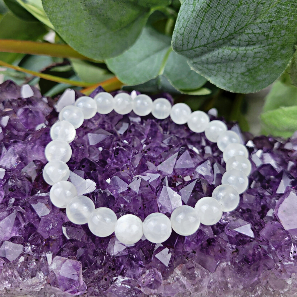 Selenite Stretch Bracelet 8 mm Metaphysical Crystals