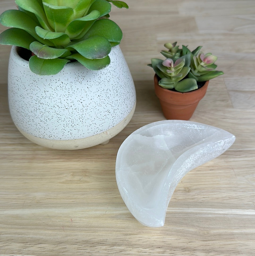 Selenite Crescent Moon Bowl