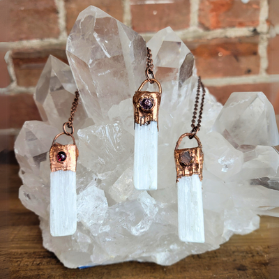 Selenite Gemstone Necklace- Artisan Made