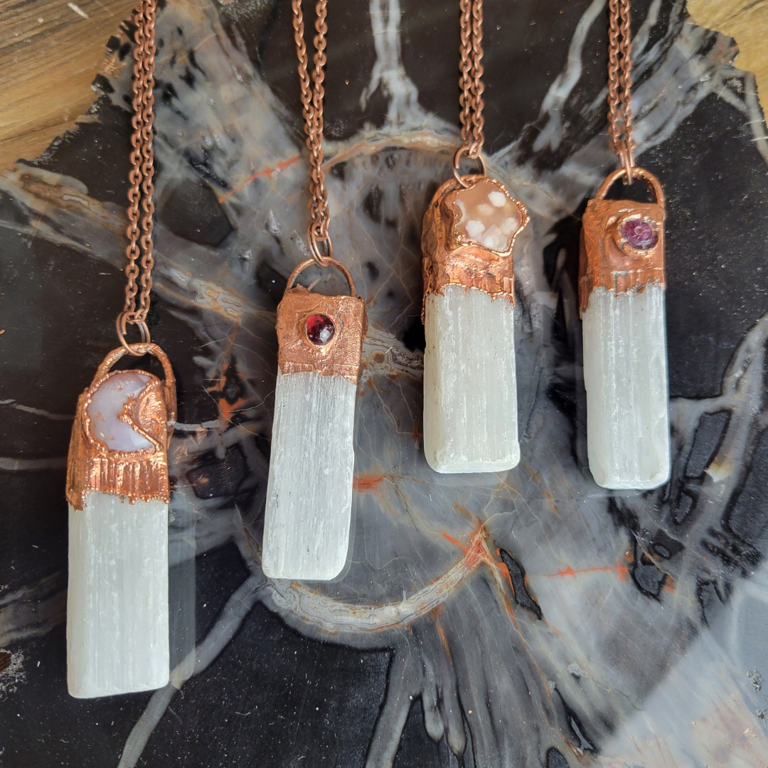 Selenite Gemstone Necklace- Artisan Made