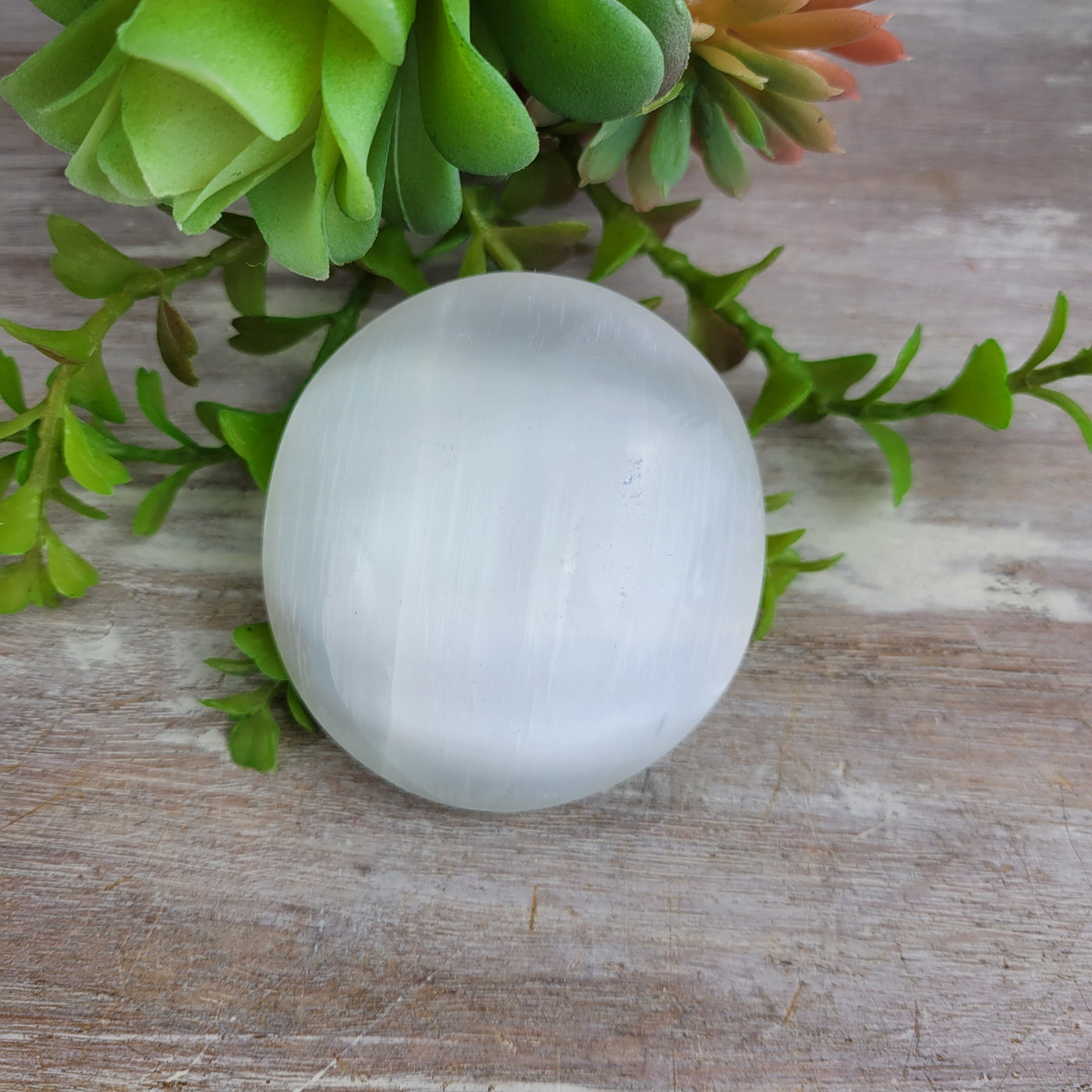 Selenite Polished Massage Stone White & Orange