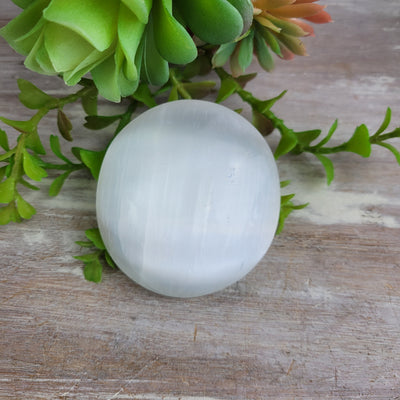 Selenite Polished Massage Stone White & Orange