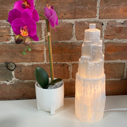 LARGE Selenite Lamp* Selentie Tower* Crystal Lamp* Home Decor* Lighting* Unique Gift* Selenite* hot Crystals* Vintage* Quartz