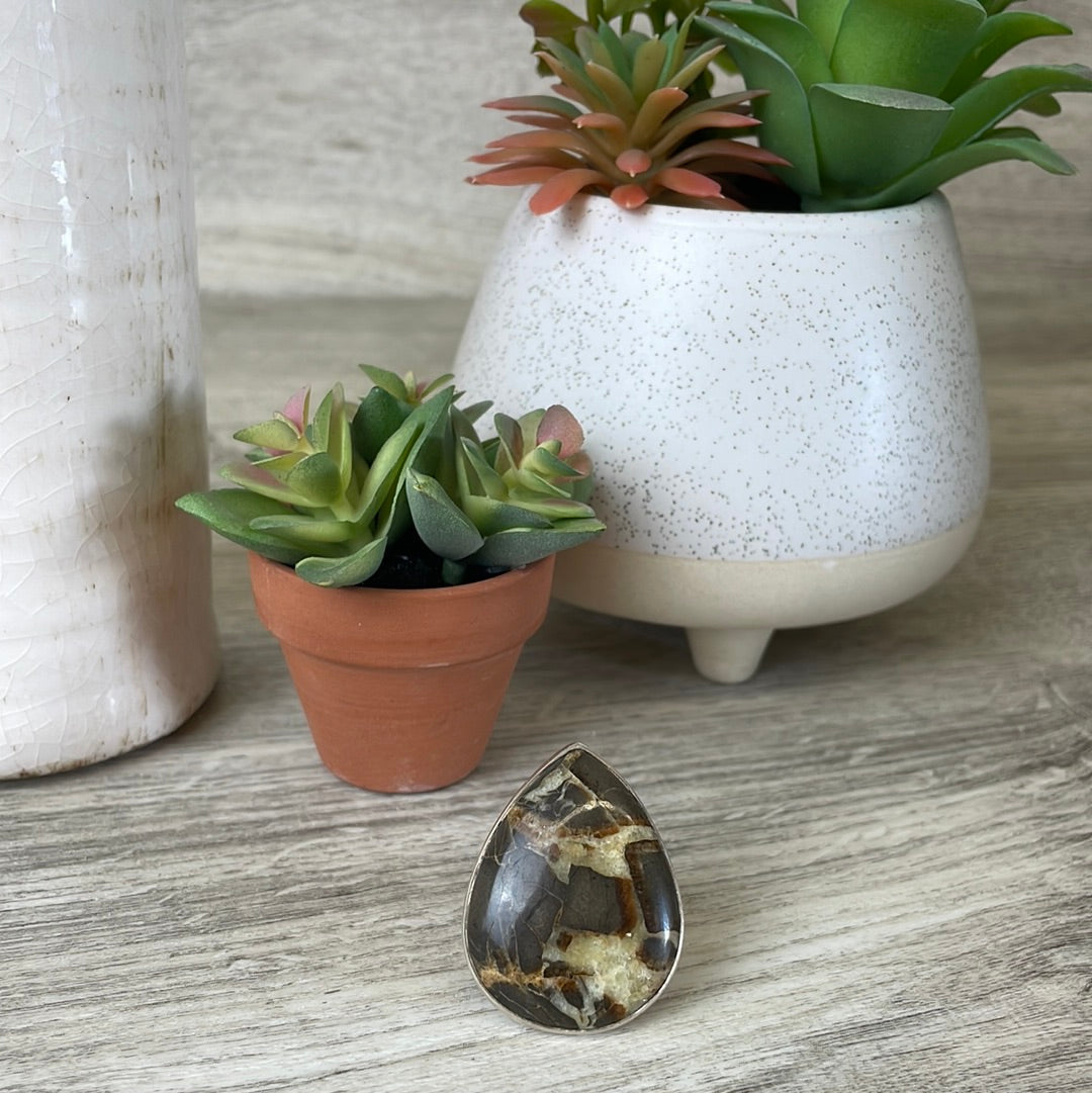 Septarian Ring 1" with sterling silver Adjustable Band