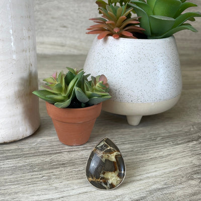 Septarian Ring 1" with sterling silver Adjustable Band