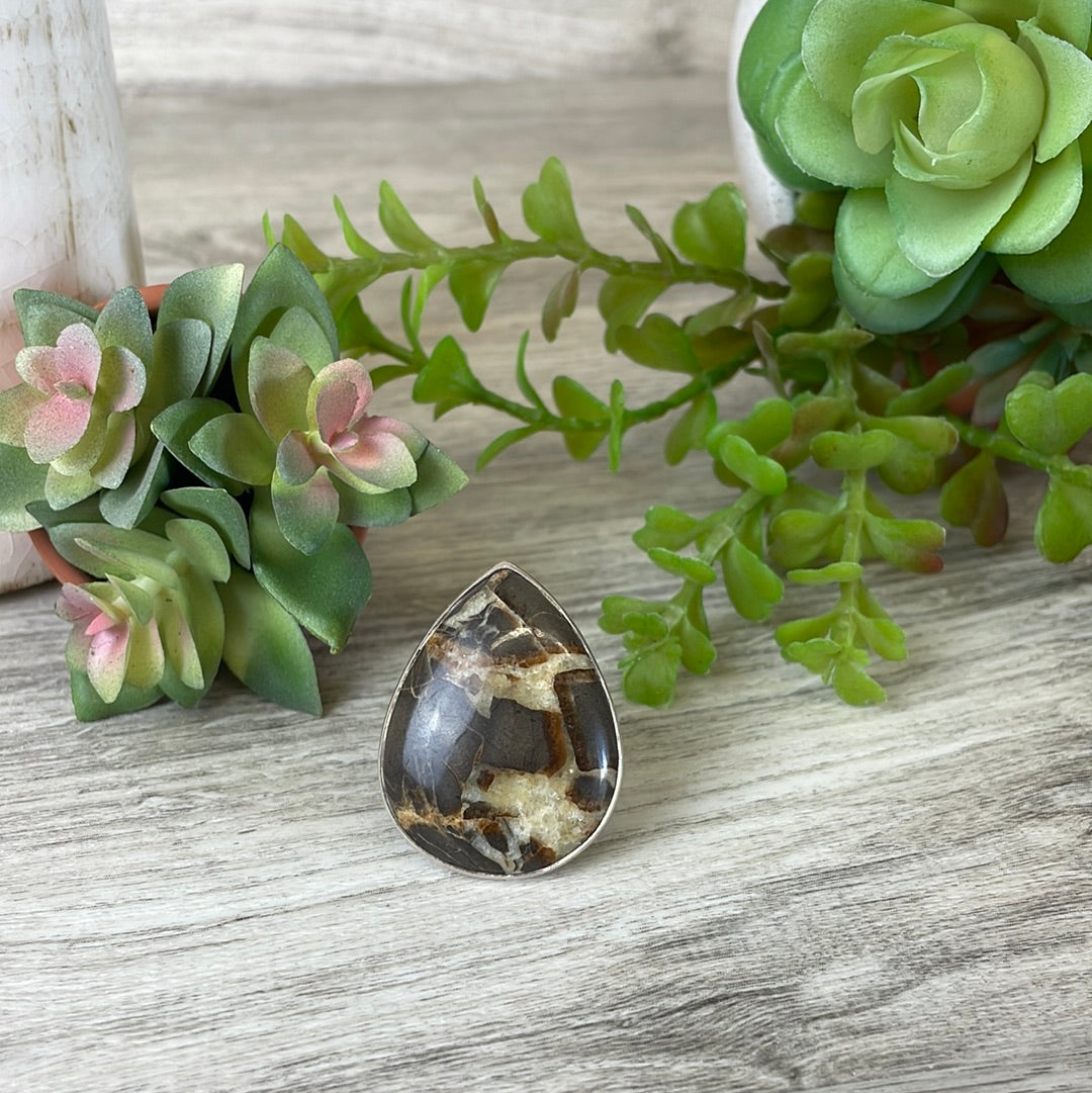 Septarian Ring 1" with sterling silver Adjustable Band