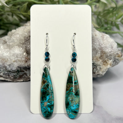 Shattuckite Teardrop Earrings - Artisan Made