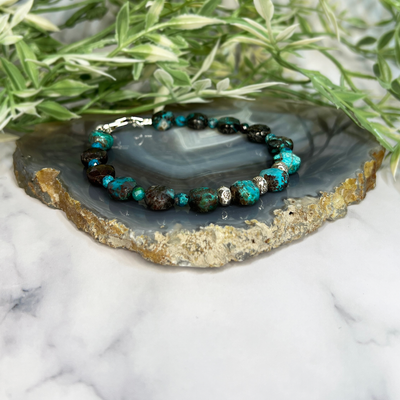 Shattukite and Azurite/Chrysocolla bracelet - Artisan Made