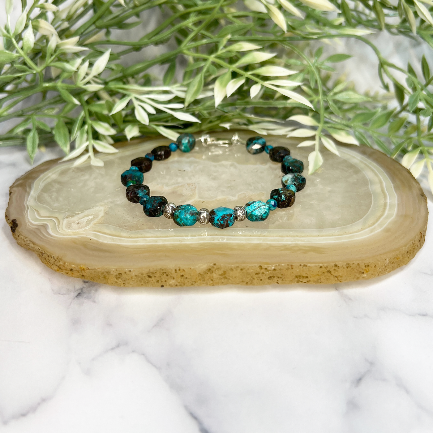 Shattukite and Azurite/Chrysocolla bracelet - Artisan Made