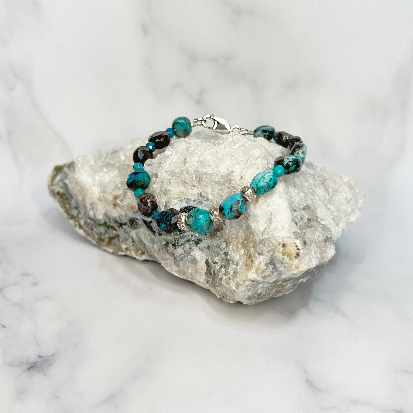 Shattukite and Azurite/Chrysocolla bracelet - Artisan Made