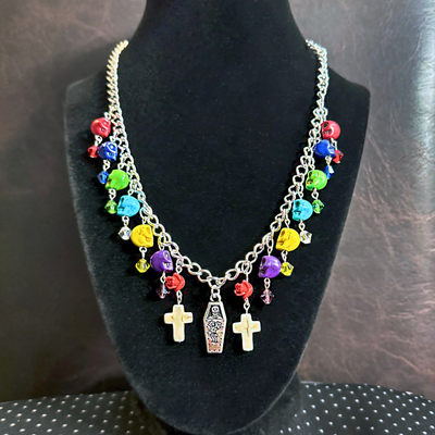 Silver Chain Multi-Charm Necklace - Artisan Made