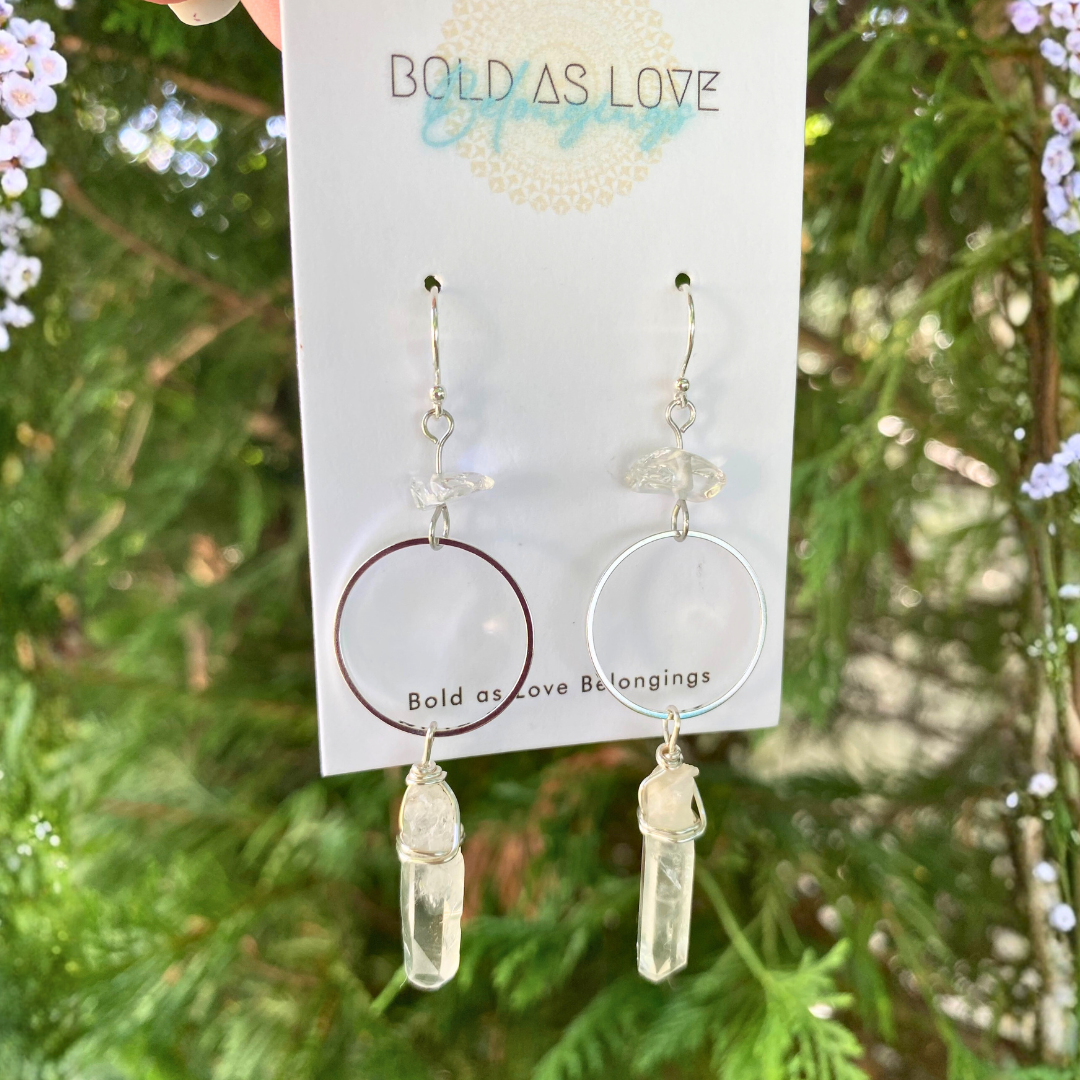 Silver Quartz Earrings - Artisan Made