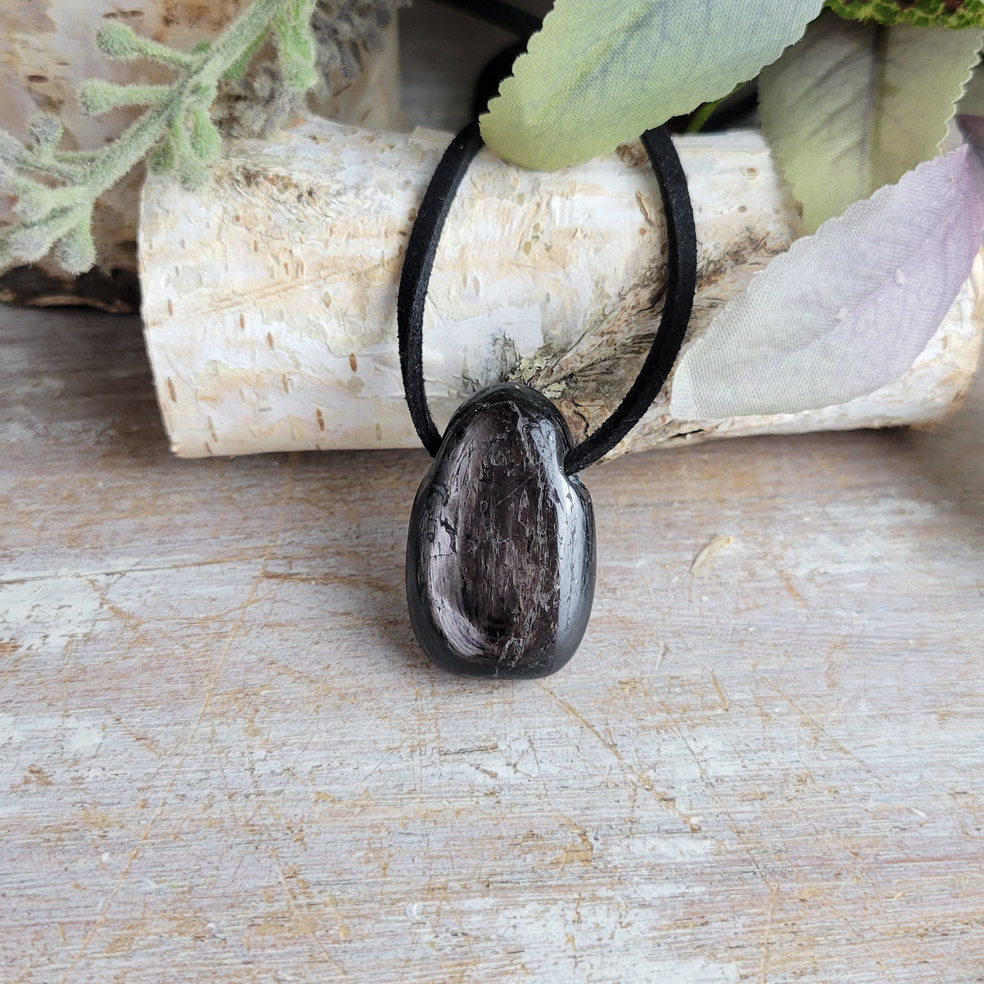 Silver Sheen Obsidian on Adjustable Cord Necklace