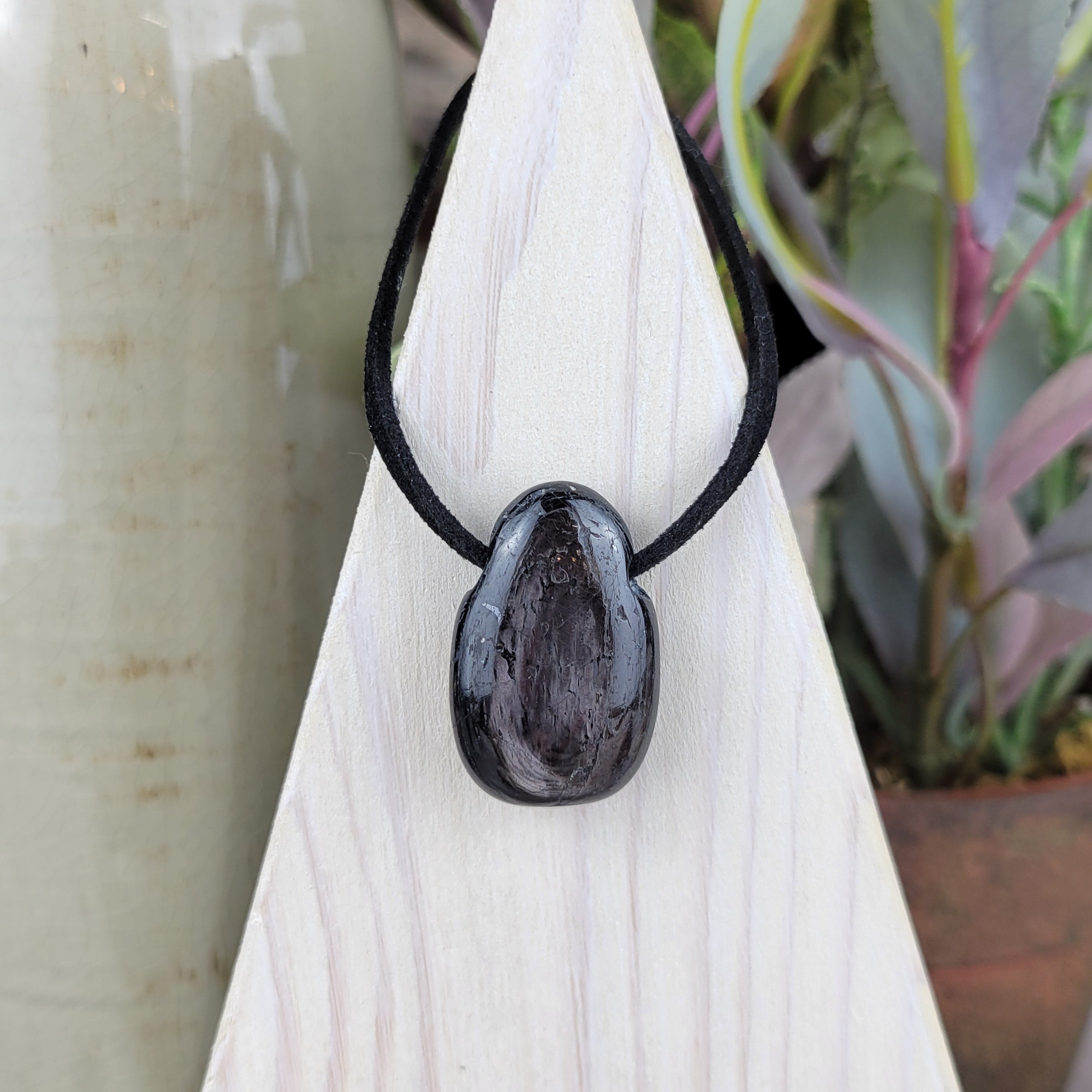 silver Sheen Obsidian on Adjustable Cord Necklace