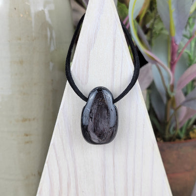 Silver Sheen Obsidian on Adjustable Cord Necklace