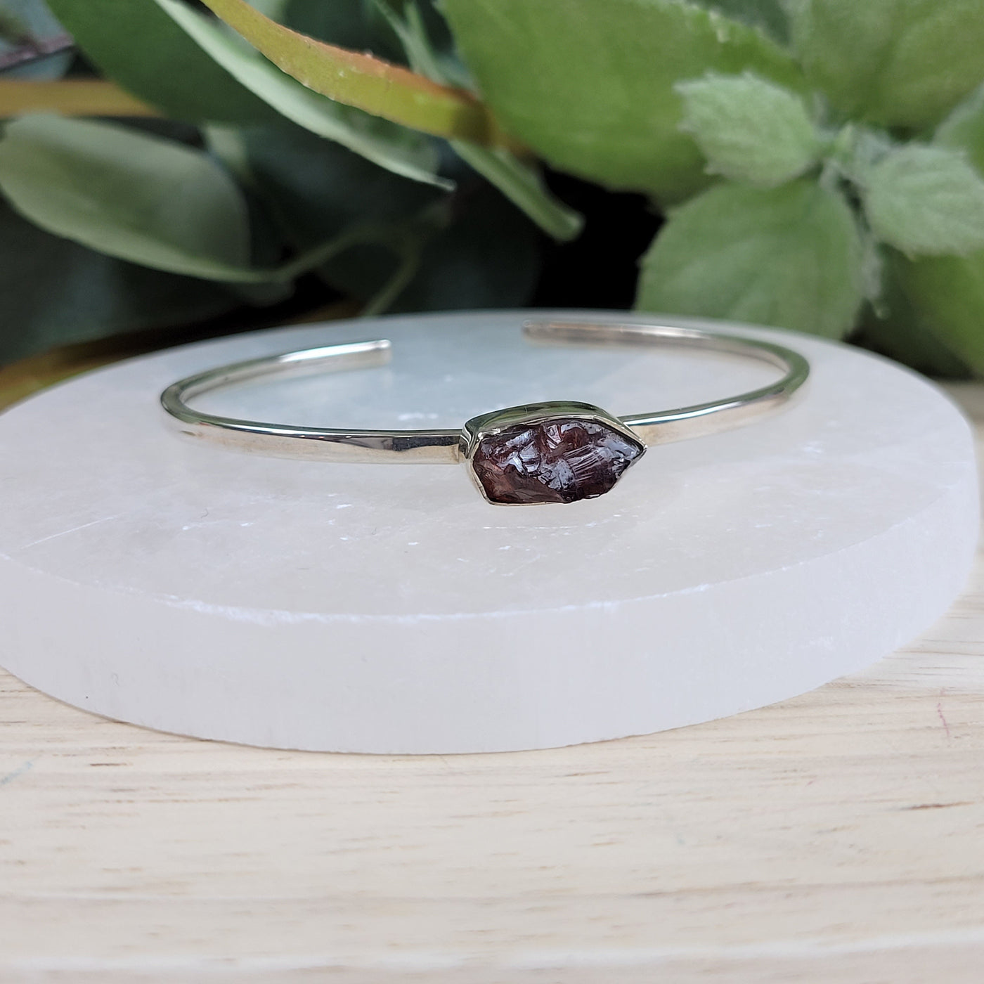 Single Gemstone sterling silver Bangle Bracelet-Assorted