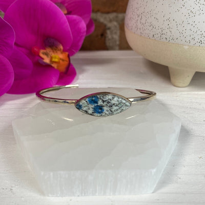 Single Gemstone sterling silver Bangle Bracelet-Assorted
