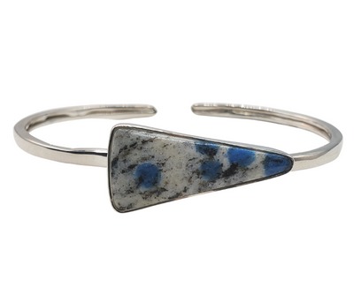 Single Gemstone sterling silver Bangle Bracelet-Assorted