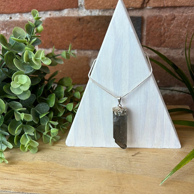 Smoky Quartz Point Plated Pendant 2"- gold or silver