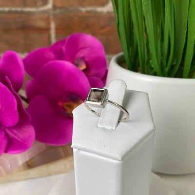 Smoky Quartz Square Sterling Silver Ring