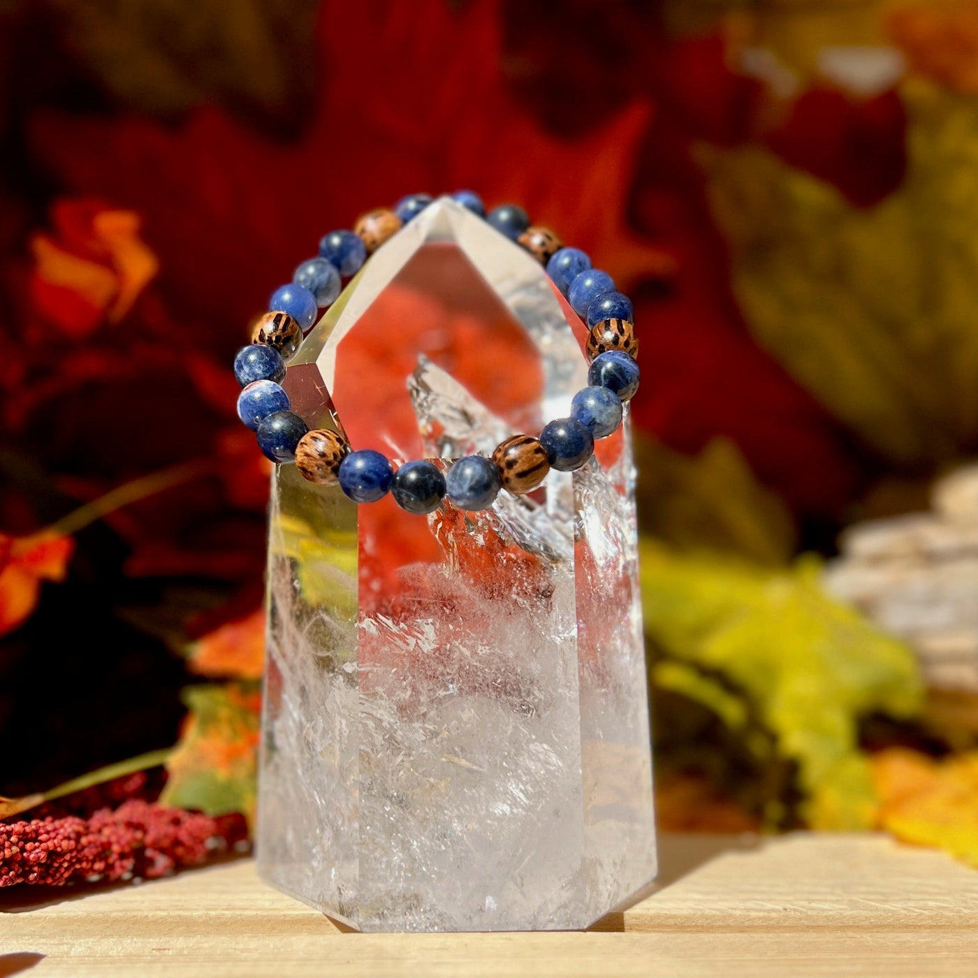 Sodalite and Palm Wood Bracelet - Artisan Made