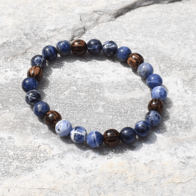 Sodalite and Palm Wood men Bracelet - Artisan Made