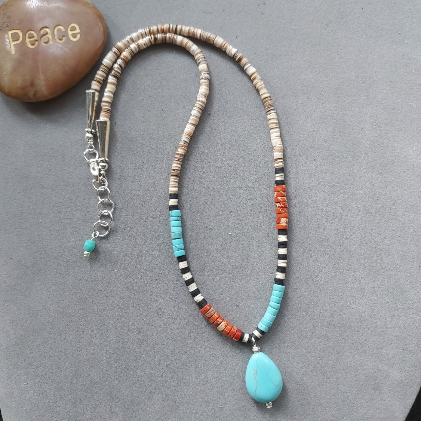 "Southwest Desert" Native Turquoise & Heishi Necklace – Artisan Made