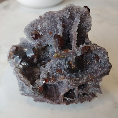 Sphalerite on Druzy Quartz Specimen - China
