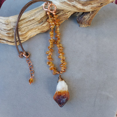 "Stone of Abundance & Good Fortune" Madeira Citrine Necklace - Artisan Made