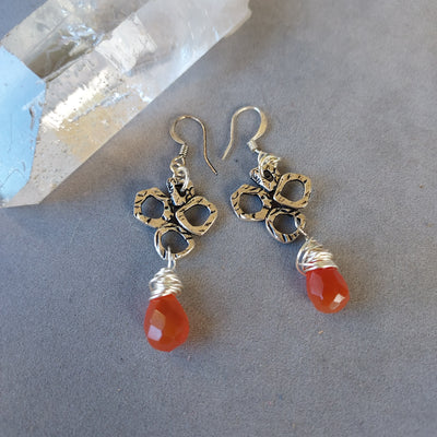 "Stone of Creativity" Carnelian Teardrop Earrings - Artisan Made