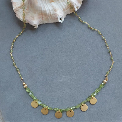 "Stone of Focus & Clarity" Peridot & Gold Necklace - Artisan Made